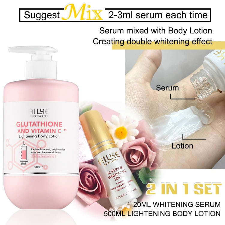 AILKE Glutathion and Vitamin C Whitening Set, Moisturizing, Remove Melanin, Freckles, Black Spots, Chloasma, Clean Ski ⭐⭐⭐⭐🌟 4.7 (170 Reviews)
