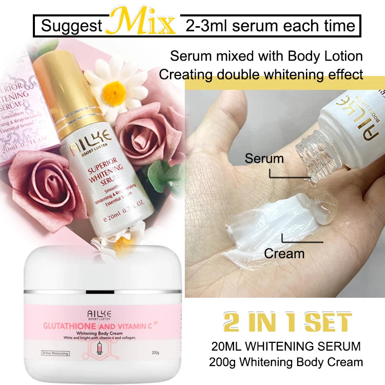 AILKE Glutathion and Vitamin C Whitening Set, Moisturizing, Remove Melanin, Freckles, Black Spots, Chloasma, Clean Ski ⭐⭐⭐⭐🌟 4.7 (170 Reviews)