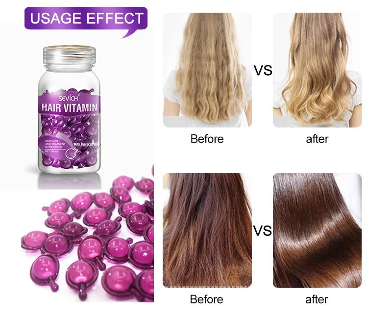 Sevich Smooth Silky Hair Vitamin Capsule Keratin Complex Oil Hair Care Repair Damaged Hair Serum Anti-Loss Moroccan Hair Oil