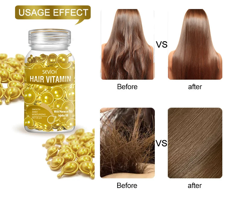 Sevich Smooth Silky Hair Vitamin Capsule Keratin Complex Oil Hair Care Repair Damaged Hair Serum Anti-Loss Moroccan Hair Oil