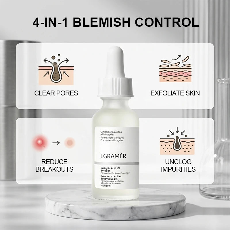 Salicylic Acid 2% Facial Essence, Acne-Fighting Serum for Blemish-Prone,Deep Moisturizing Skin,The Skin Facial Skin Essence New ⭐⭐⭐⭐🌟 4.8 (412 Reviews)