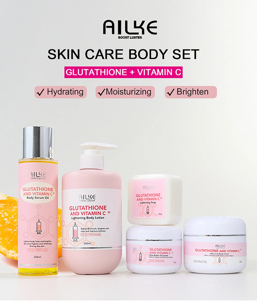 AILKE Glutathion and Vitamin C Whitening Set, Moisturizing, Remove Melanin, Freckles, Black Spots, Chloasma, Clean Ski ⭐⭐⭐⭐🌟 4.7 (170 Reviews)