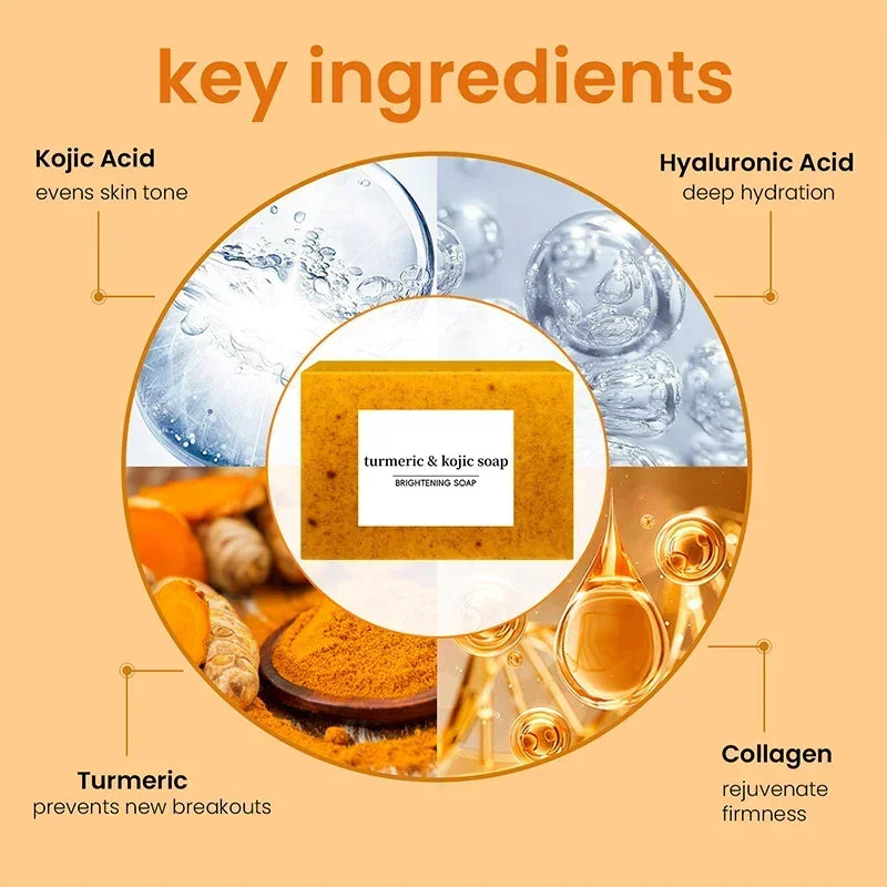 100g Turmeric Kojic Acid Soap with Lemon Granules – Exfoliating Body Scrub Bar for Bright, Smooth-Looking Skin ⭐⭐⭐⭐🌟 4.6 (590 Reviews)