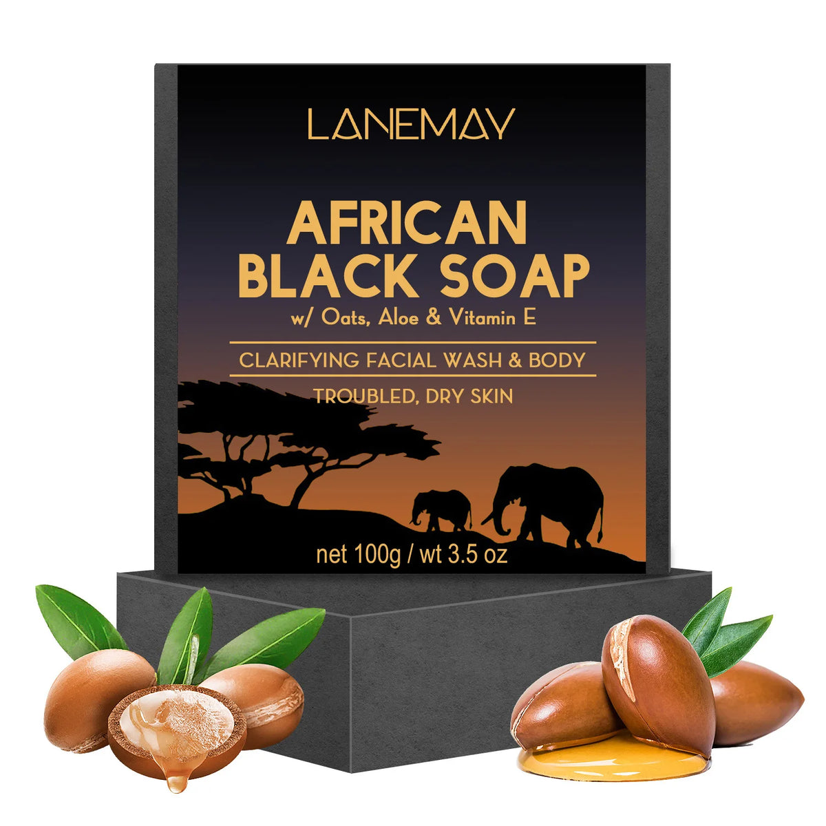 100g AFRICAN BLACK SOAP Shea Butter Bar Moisturizing Acne Treatment Cleanser for Clear Skin Care Deep Cleaning Glowing ⭐⭐⭐⭐🌟 4.9 (352Reviews)