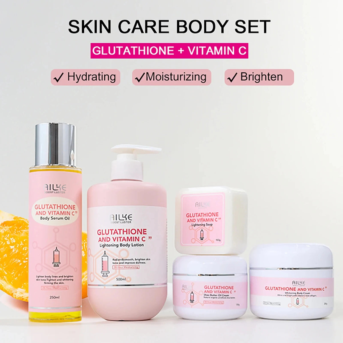 AILKE Glutathion and Vitamin C Whitening Set, Moisturizing, Remove Melanin, Freckles, Black Spots, Chloasma, Clean Ski ⭐⭐⭐⭐🌟 4.7 (170 Reviews)