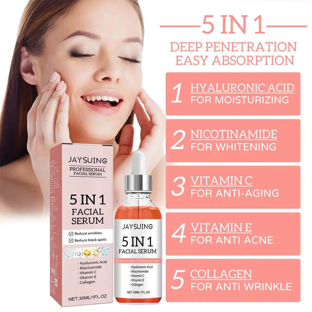 5-in-1 Vitamin C and Hyaluronic Acid Face Serum for hydrated, brightening skincare