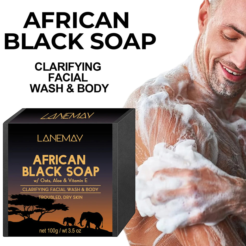 100g AFRICAN BLACK SOAP Shea Butter Bar Moisturizing Acne Treatment Cleanser for Clear Skin Care Deep Cleaning Glowing ⭐⭐⭐⭐🌟 4.9 (352Reviews)