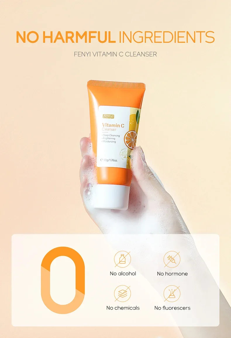 50g Vitamin C Face Cleanser Gentle Foaming Facial Wash Deep Clean Pores Brighten Skin Tone Moisturizing Facial Cleansing ⭐⭐⭐⭐🌟 4.8 (475 Reviews)