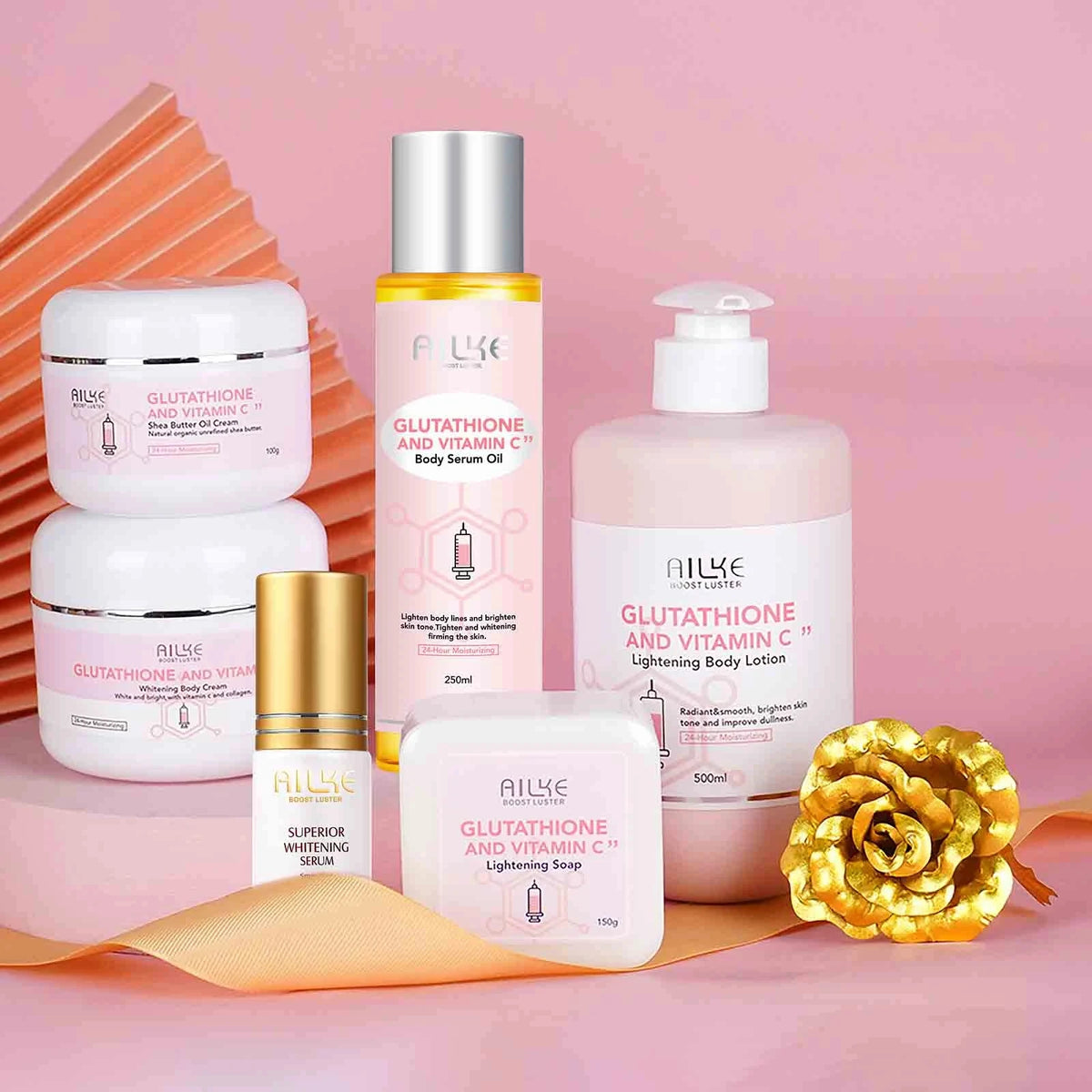 AILKE Glutathion and Vitamin C Whitening Set, Moisturizing, Remove Melanin, Freckles, Black Spots, Chloasma, Clean Ski ⭐⭐⭐⭐🌟 4.7 (170 Reviews)