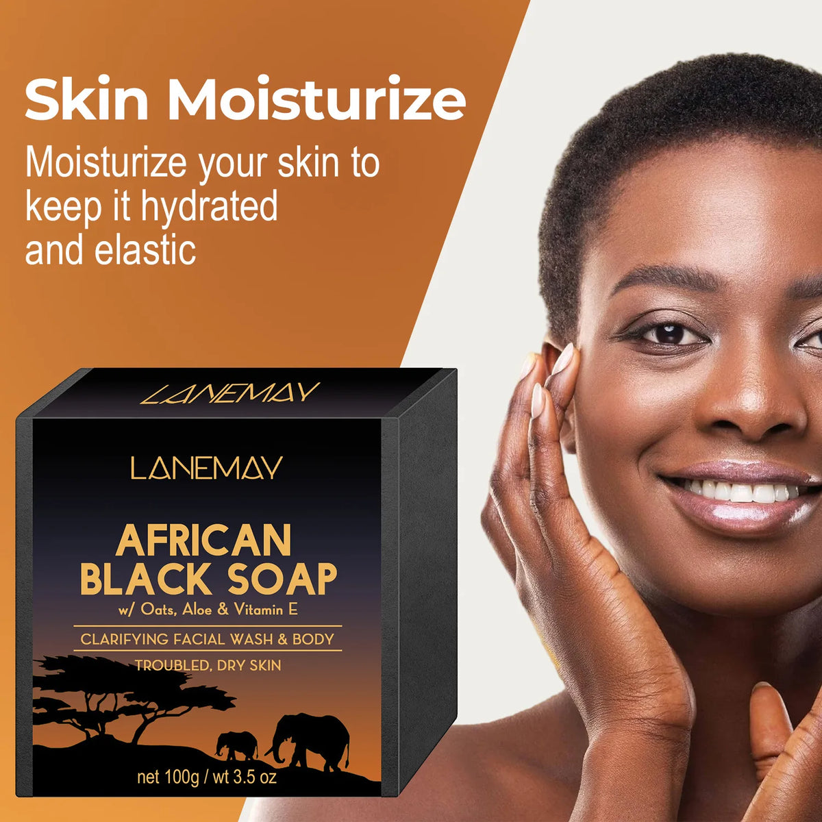 100g AFRICAN BLACK SOAP Shea Butter Bar Moisturizing Acne Treatment Cleanser for Clear Skin Care Deep Cleaning Glowing ⭐⭐⭐⭐🌟 4.9 (352Reviews)