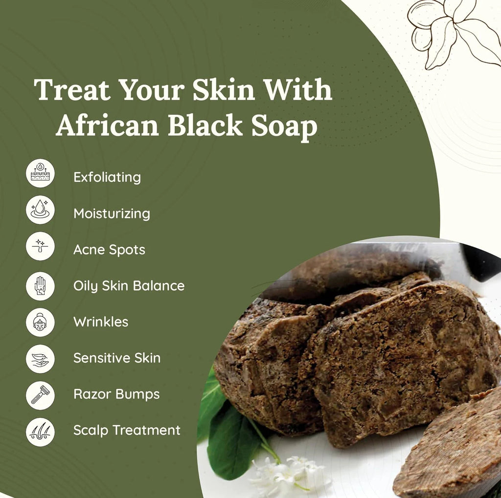 100g AFRICAN BLACK SOAP Shea Butter Bar Moisturizing Acne Treatment Cleanser for Clear Skin Care Deep Cleaning Glowing ⭐⭐⭐⭐🌟 4.9 (352Reviews)